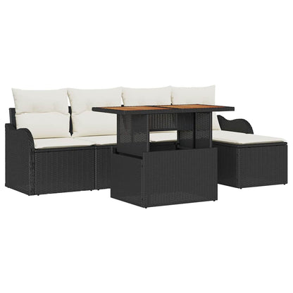 Set Divano da Giardino con archiviazione 6 pcs Nero Poly Rattan
