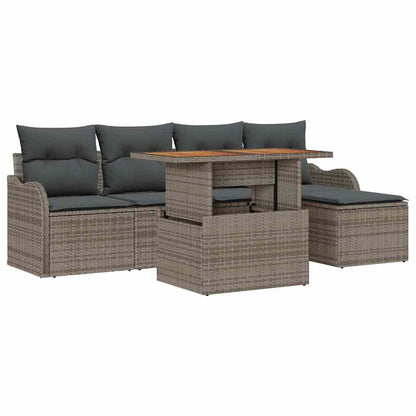 Set Divano da Giardino 6 pcs Grigio Poly Rattan
