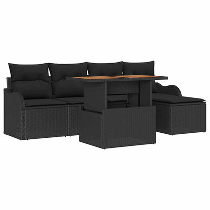 Set Divano da Giardino con archiviazione 6 pcs Nero Poly Rattan