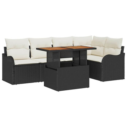 Set Divano da Giardino con archiviazione 6 pcs Nero Poly Rattan