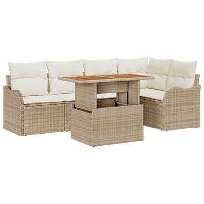Set Divano da Giardino 6 pcs Beige Poly Rattan
