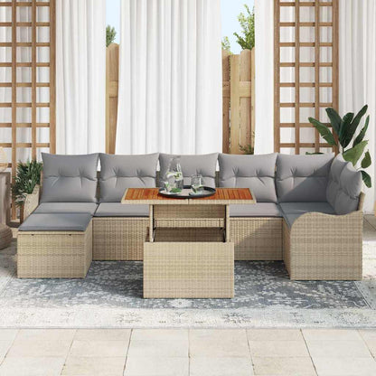 Set Divano da Giardino 8 pcs Beige Poly Rattan