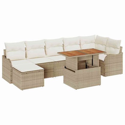 Set Divano da Giardino 8 pcs Beige Poly Rattan