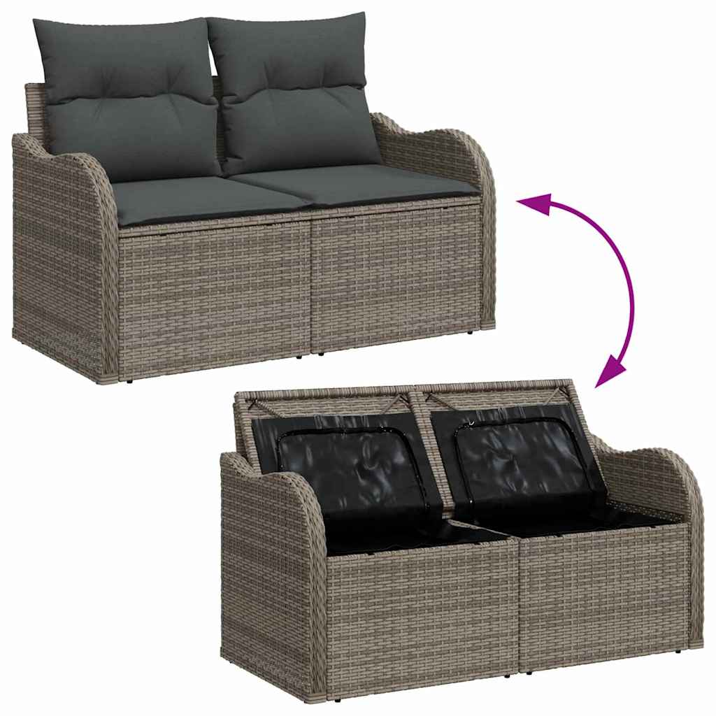 Set Divano da Giardino 10 pcs Grigio Poly Rattan