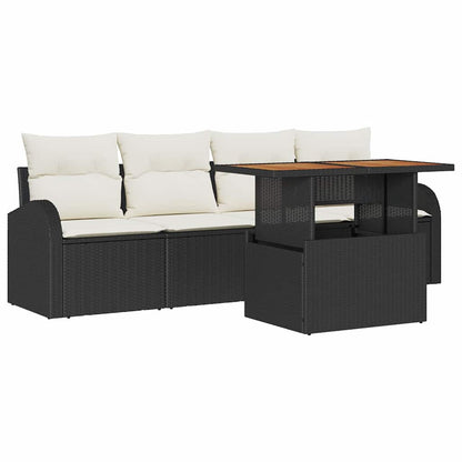 Set Divano da Giardino con archiviazione 5 pcs Nero Poly Rattan