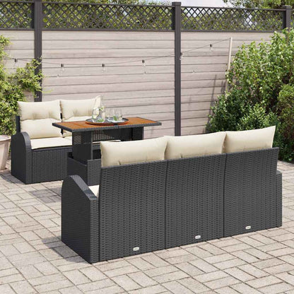Set Divano da Giardino con archiviazione 6 pcs Nero Poly Rattan