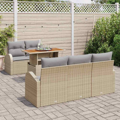 Set Divano da Giardino 6 pcs Beige Poly Rattan