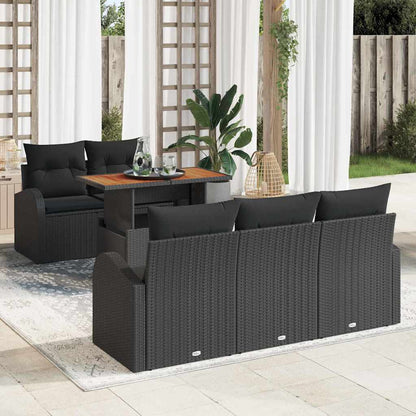 Set Divano da Giardino con archiviazione 6 pcs Nero Poly Rattan