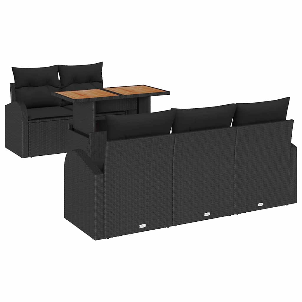 Set Divano da Giardino con archiviazione 6 pcs Nero Poly Rattan