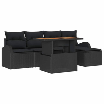 Set Divano da Giardino con archiviazione 6 pcs Nero Poly Rattan
