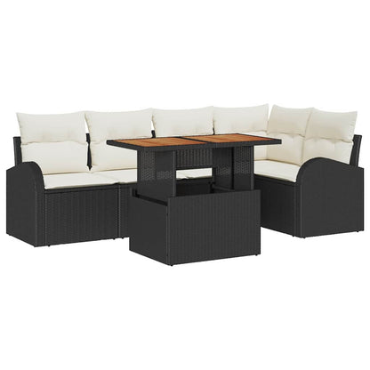 Set Divano da Giardino con archiviazione 6 pcs Nero Poly Rattan