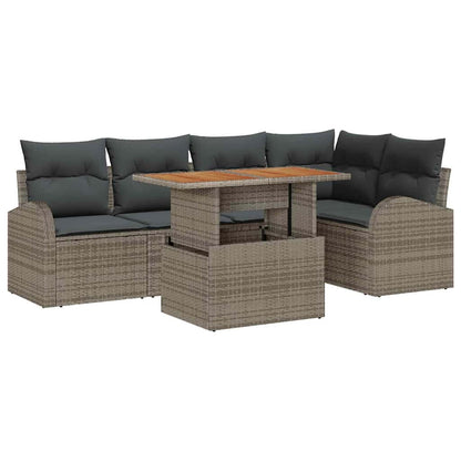 Set Divano da Giardino 6 pcs Grigio Poly Rattan