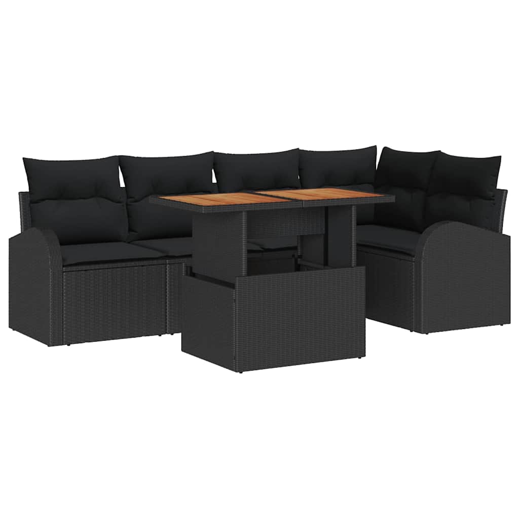 Set Divano da Giardino con archiviazione 6 pcs Nero Poly Rattan