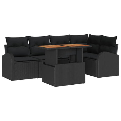 Set Divano da Giardino con archiviazione 6 pcs Nero Poly Rattan