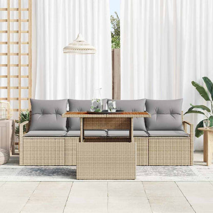Set Divano da Giardino 5 pcs Beige Poly Rattan