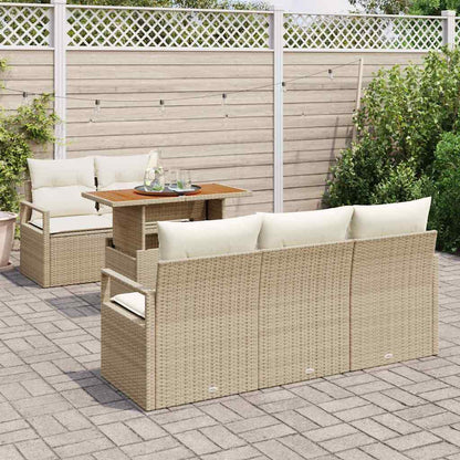 Set Divano da Giardino 6 pcs Beige Poly Rattan