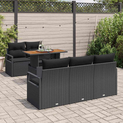 Set Divano da Giardino con archiviazione 6 pcs Nero Poly Rattan