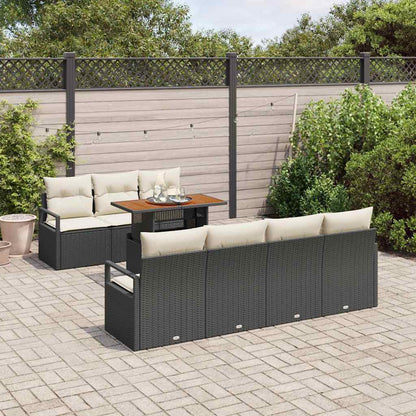 Set Divano da Giardino con archiviazione 8 pcs Nero Poly Rattan