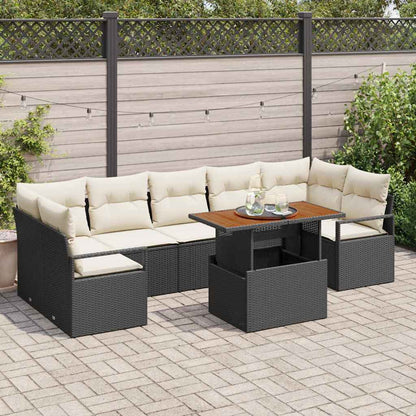 Set Divano da Giardino con archiviazione 8 pcs Nero Poly Rattan
