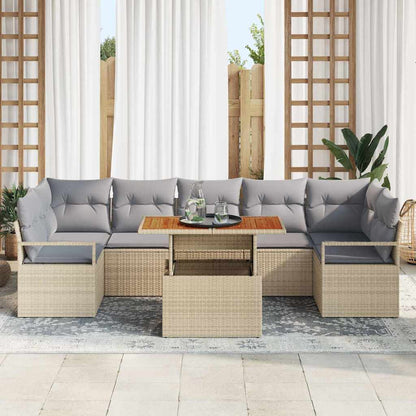 Set Divano da Giardino 8 pcs Beige Poly Rattan