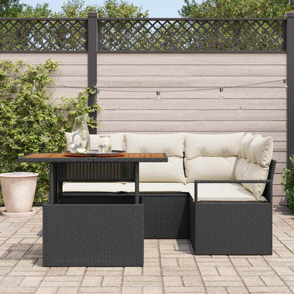 Set Divano da Giardino con archiviazione 5 pcs Nero Poly Rattan