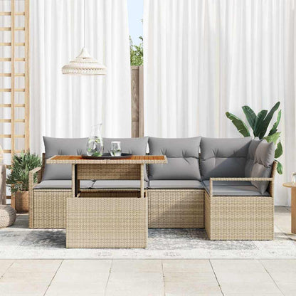 Set Divano da Giardino 6 pcs Beige Poly Rattan