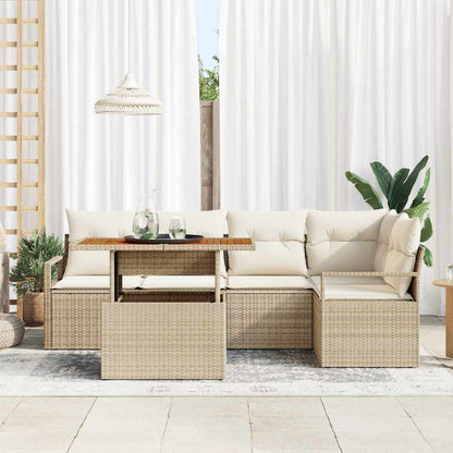 Set Divano da Giardino 6 pcs Beige Poly Rattan