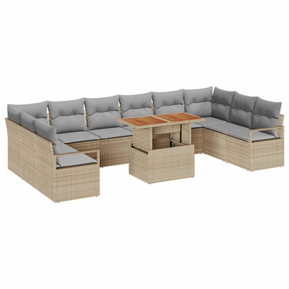 Set Divano da Giardino 11 pcs Beige Poly Rattan