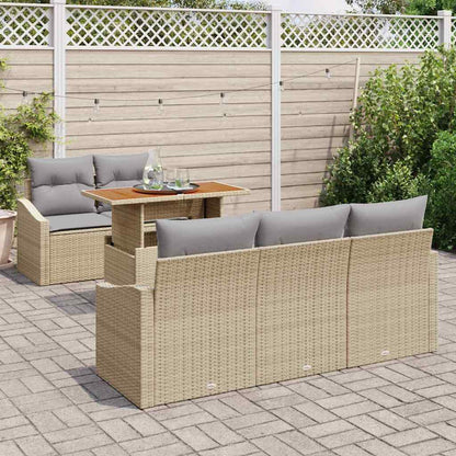 Set Divano da Giardino 6 pcs Beige Poly Rattan