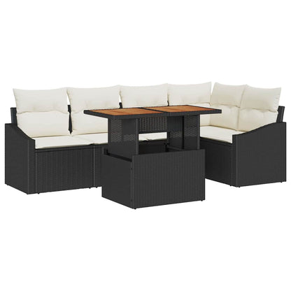 Set Divano da Giardino con archiviazione 6 pcs Nero Poly Rattan