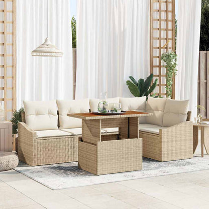 Set Divano da Giardino 6 pcs Beige Poly Rattan