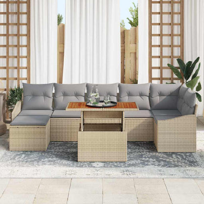 Set Divano da Giardino 8 pcs Beige Poly Rattan