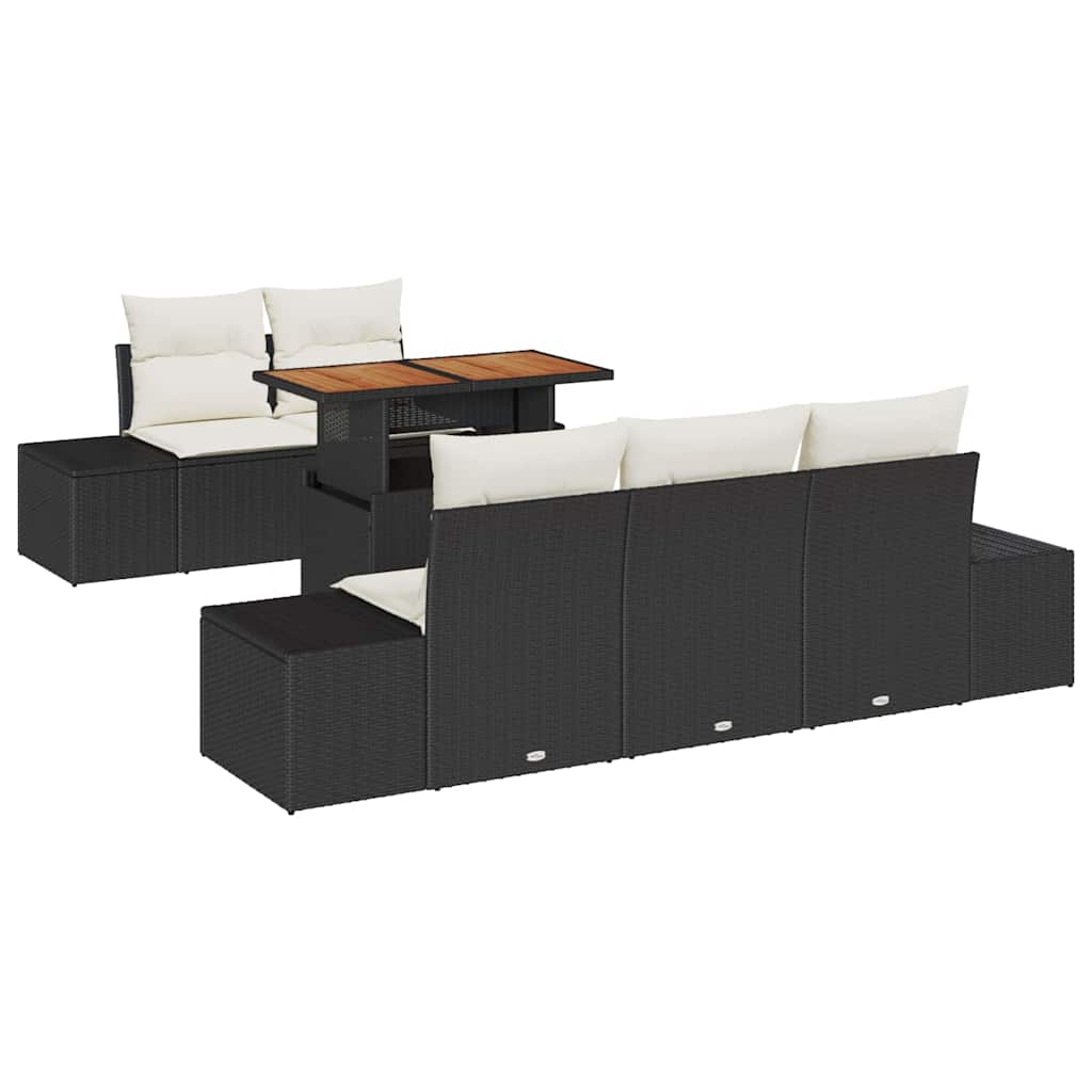 Set Divano da Giardino con archiviazione 6 pcs Nero Poly Rattan