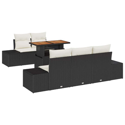 Set Divano da Giardino con archiviazione 6 pcs Nero Poly Rattan