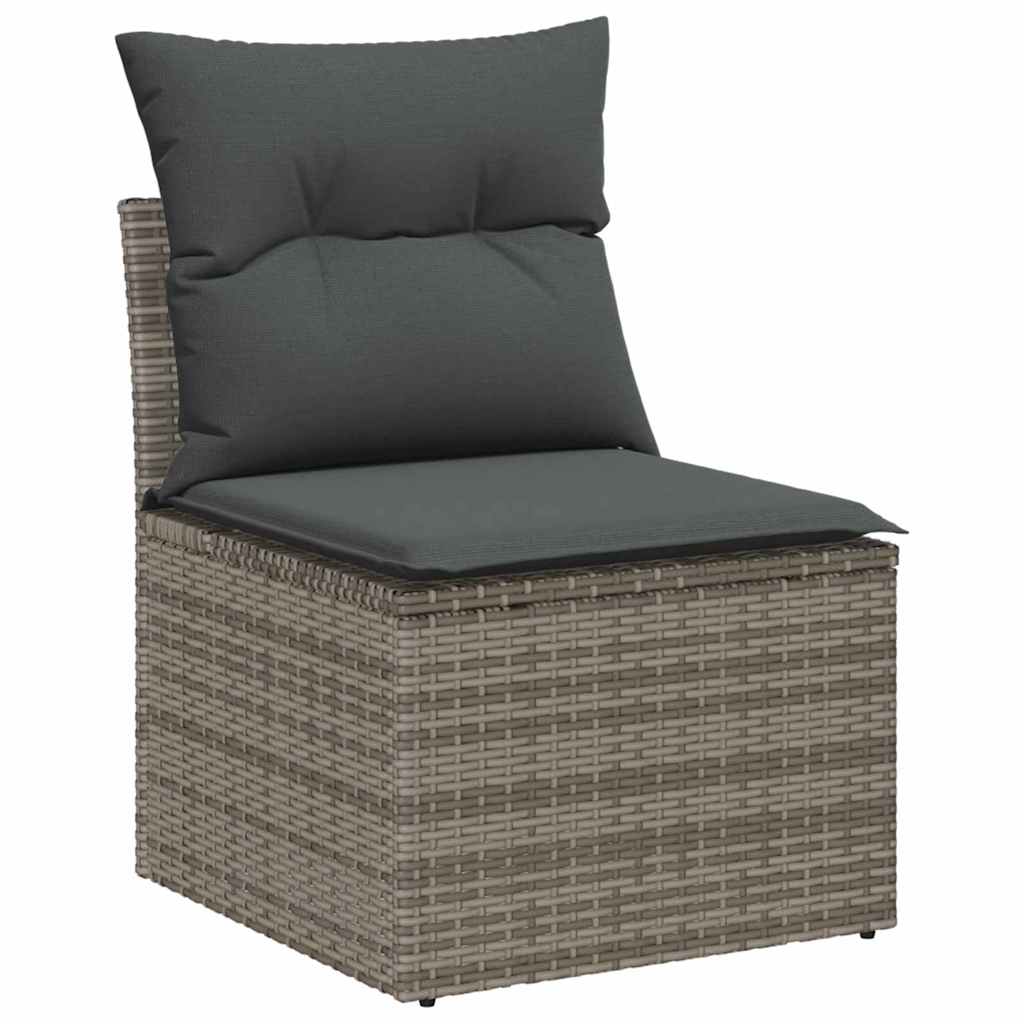Set Divano da Giardino 6 pcs Grigio Poly Rattan