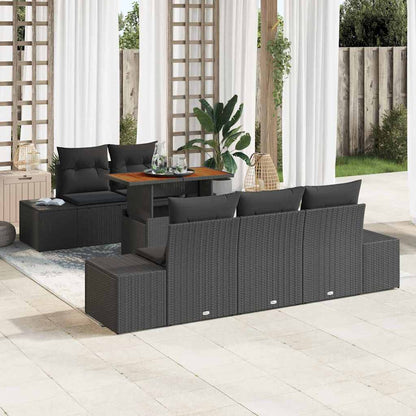 Set Divano da Giardino con archiviazione 6 pcs Nero Poly Rattan