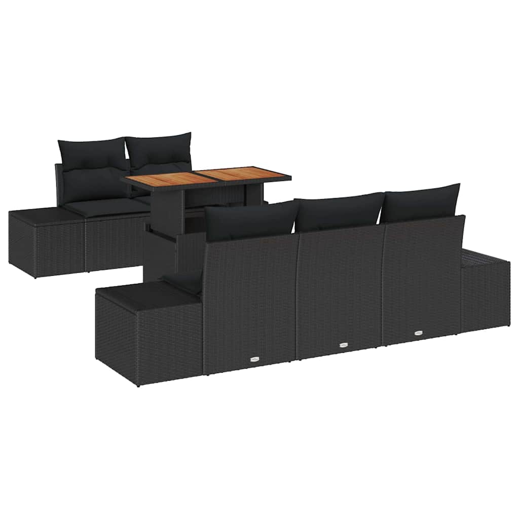 Set Divano da Giardino con archiviazione 6 pcs Nero Poly Rattan