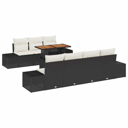 Set Divano da Giardino con archiviazione 8 pcs Nero Poly Rattan