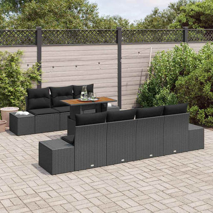 Set Divano da Giardino con archiviazione 8 pcs Nero Poly Rattan