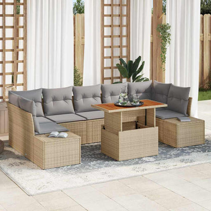 Set Divano da Giardino 8 pcs Beige Poly Rattan