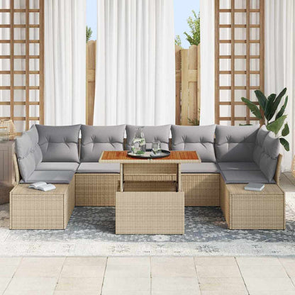 Set Divano da Giardino 8 pcs Beige Poly Rattan