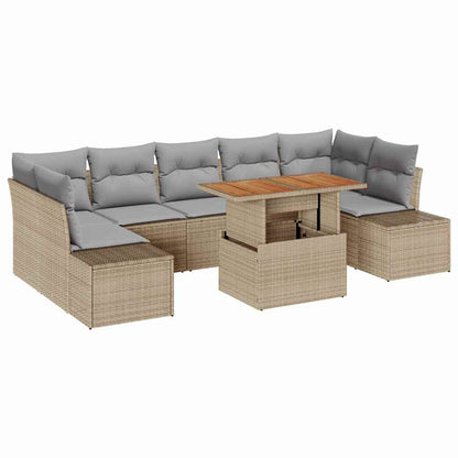 Set Divano da Giardino 8 pcs Beige Poly Rattan