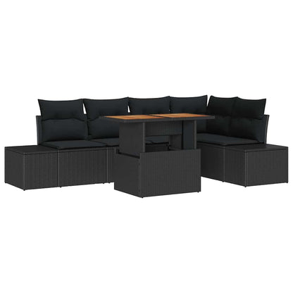 Set Divano da Giardino con archiviazione 6 pcs Nero Poly Rattan