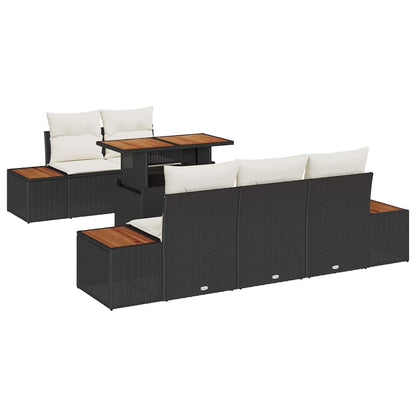 Set Divano da Giardino con archiviazione 6 pcs Nero Poly Rattan