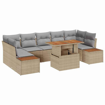 Set Divano da Giardino 8 pcs Beige Poly Rattan