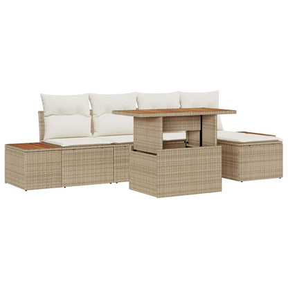 Set Divano da Giardino 6 pcs Beige Poly Rattan