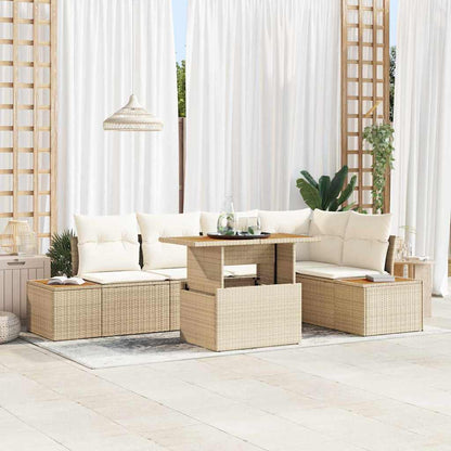 Set Divano da Giardino 6 pcs Beige Poly Rattan