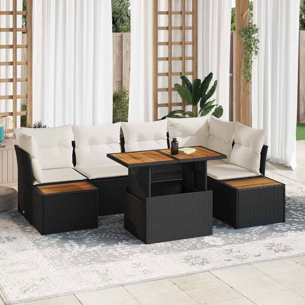 Set Divano da Giardino 10 pcs Nero Poly Rattan