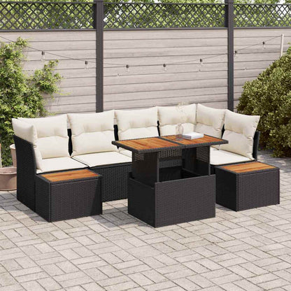 Set Divano da Giardino 10 pcs Nero Poly Rattan