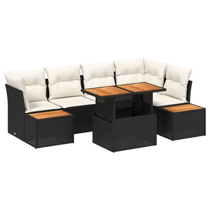 Set Divano da Giardino 10 pcs Nero Poly Rattan
